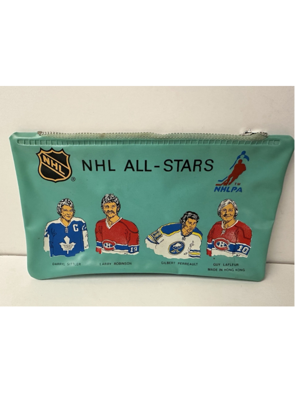 Vintage 70s NHL All-Stars Vinyl Pencil Case Pouch Sittler Robinson Perreault Laf